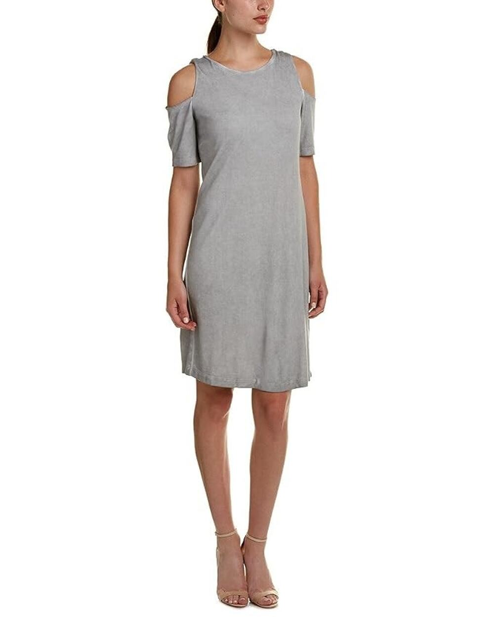 Tart Collections Dress Small Gray Cold Shoulder Knee Length Stretch